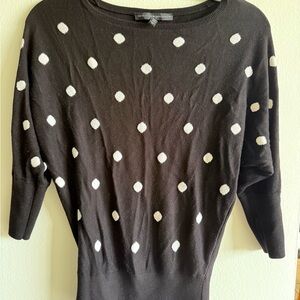 White House Black Market Black Sweater with White Dots